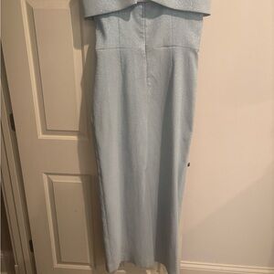Teri Jon Light Blue Strapless Dress